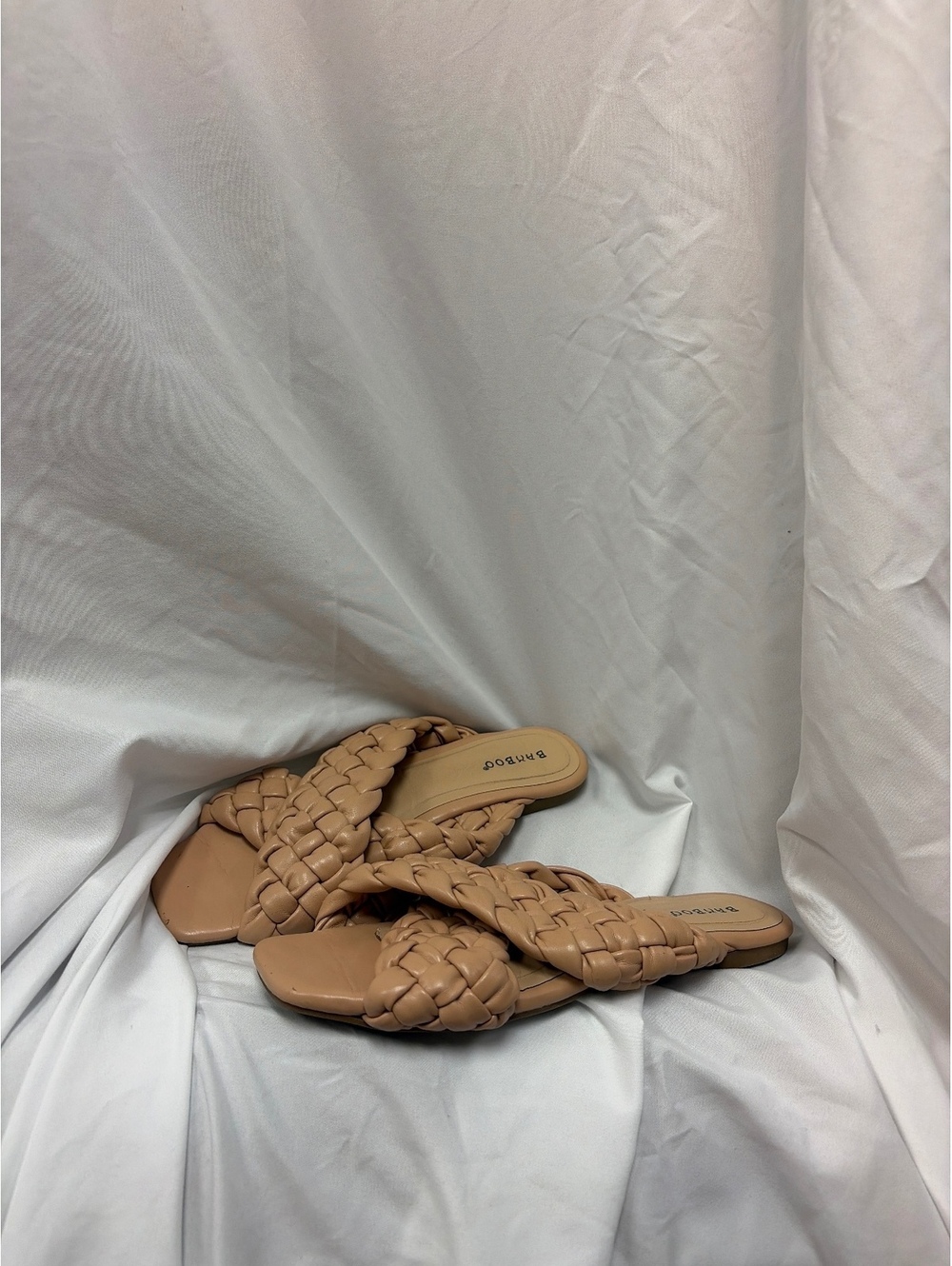 Bamboo Women's Braided Slide Sandals in Nude Beige